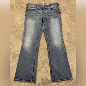 Ariat REAL Denim Jeans Women’s 33R Medium Wash Embroidered Pockets Western ~ AR1